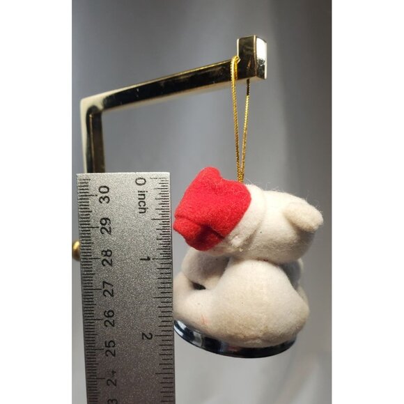Russ Polar Bear in Santa Hat on Silver Bell Christmas Ornament Holiday Decor - Picture 7 of 8